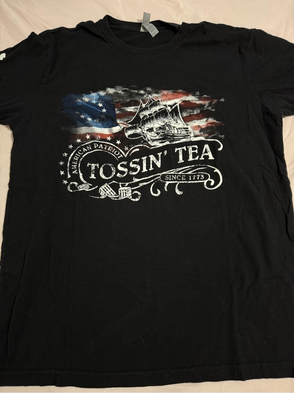 Tossin' Tea Black Graphic Tee - Patriotic Men's T-Shirt